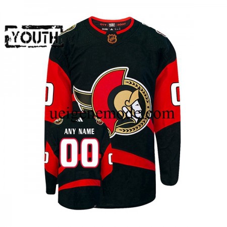 Kinder Ottawa Senators CUSTOM Eishockey Trikot Adidas 2022-2023 Reverse Retro Schwarz Authentic